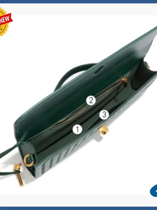 Woven PU Leather Clutch Crossbody Shoulder Bag Evening Purse Compact - Picture 5 of 7